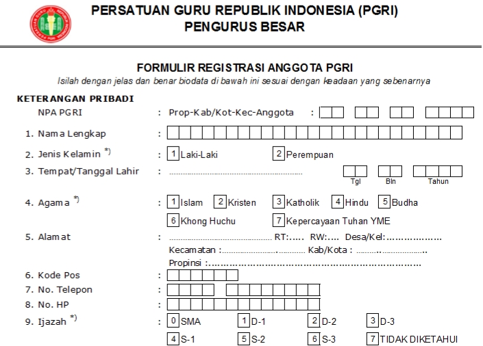Pendaftaran PGRI Sintang - Persatuan Guru Republik Indonesia Cabang Sintang